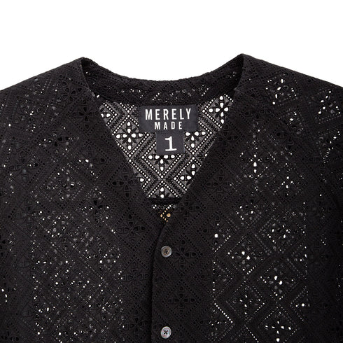 Merely Made Merely Premium Flower Lace Raglan Blouson Black 24PR230BS